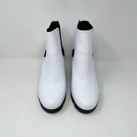 Sorel Uptown Chelsea Womens 9 White Leather w/Black Wedge Ankle Boot Snow - Picture 6 of 10